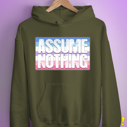 Assume Nothing Bigender Pride Flag Hoodie - Army